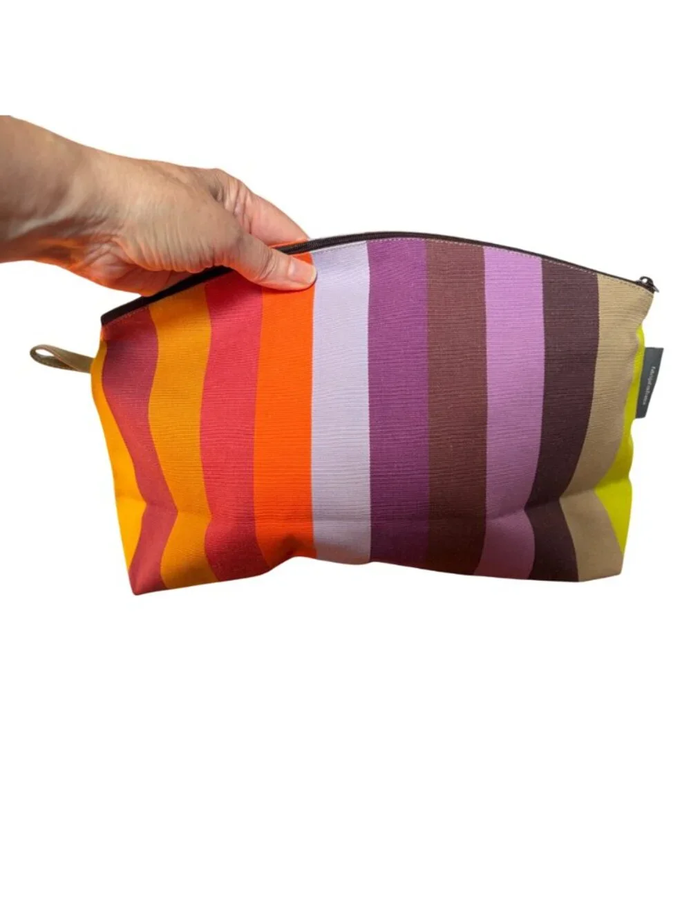 Tissage De Luz Striped Cosmetic Pouch Clutch Multicolor Rainbow Made In France